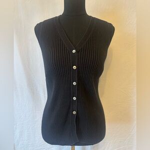 Vintage GAP Ribbed Button Front Sweater Vest Black L